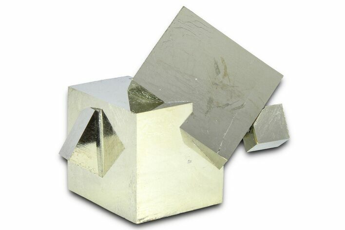 Shiny, Natural Pyrite Cube Cluster - Navajun, Spain #361808